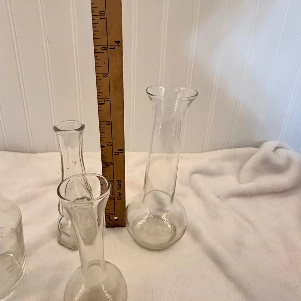 Unbranded‎ Bud Vase Set Home Decor Clear Good Vintage Glass Assorted Shapes MCM